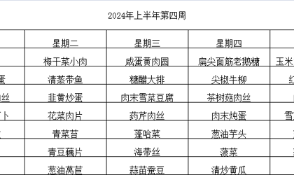 2023--2024年下半学期     第4周菜单